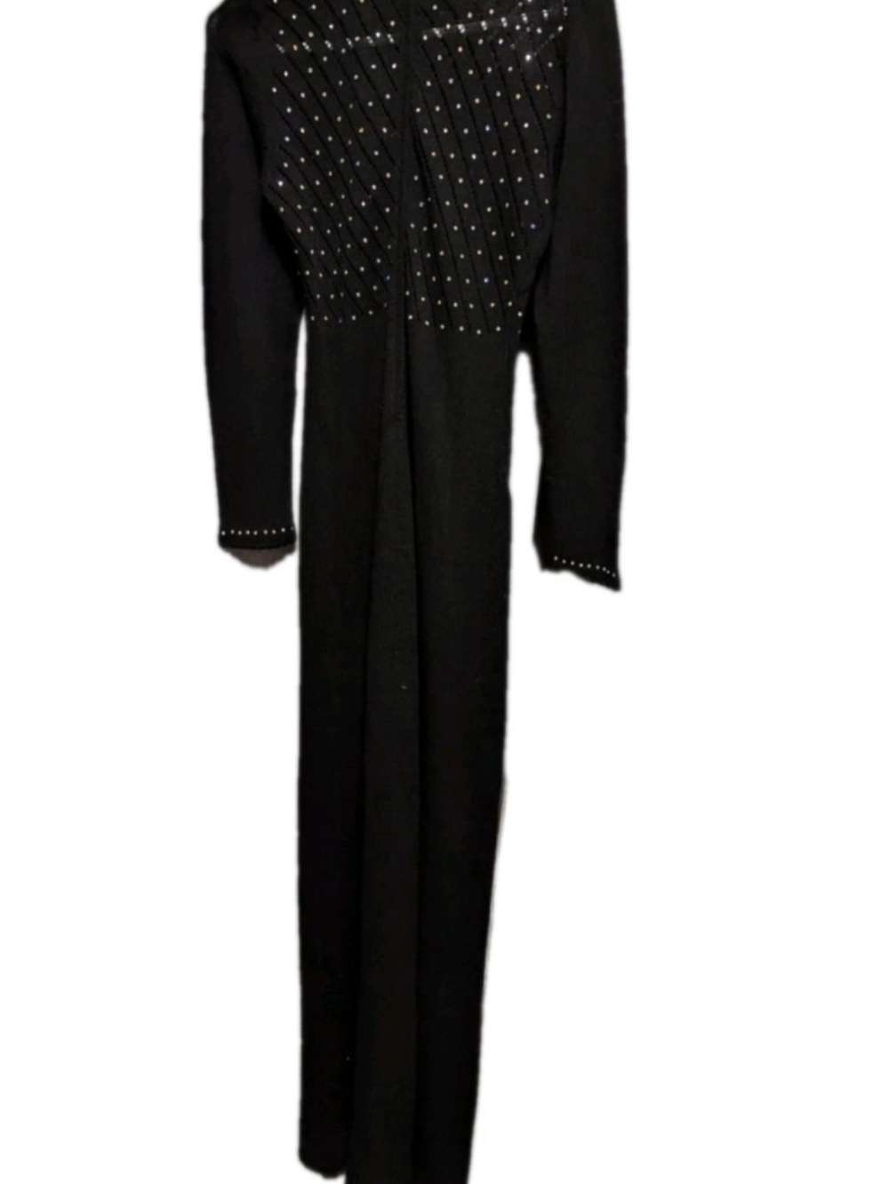 Palena Vintage 1960s Wool Maxi Knit Dress Rhinestones